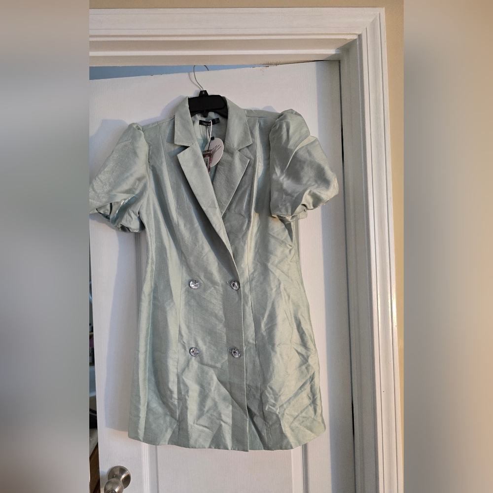 Boohoo Mint Green Double-Breasted Blazer